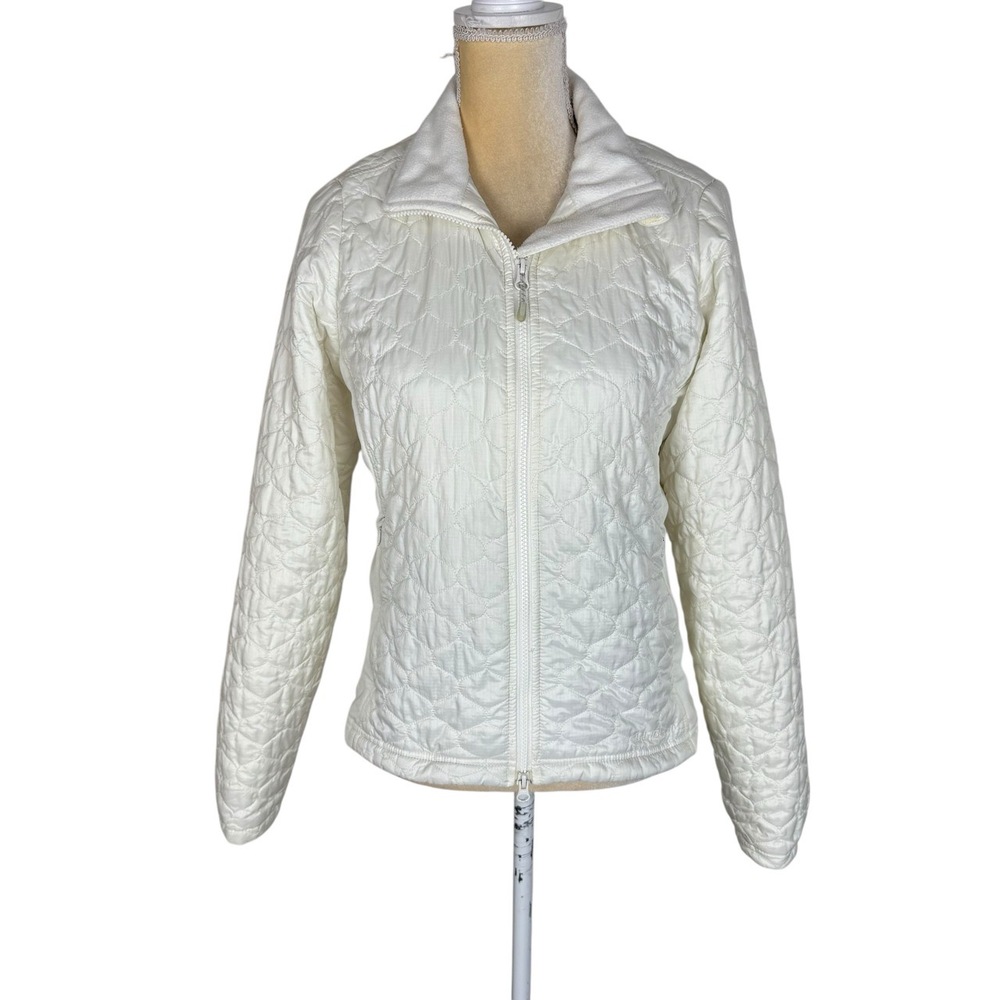 LL Bean Jacket Womens Size Small Off White Cream Quilted Thinsulate Lightweight